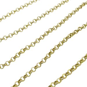 14K Gold Rounded Puff Cable Link Chain Close Up View