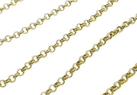 14K Gold Rounded Puff Cable Link Chain Close Up View