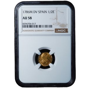 1786-M DV Spain 12 Escudo Gold AU58 NGC graded cert
