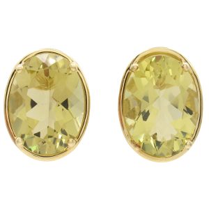 18.82ctw Lemon Quartz Statement Stud Earrings 14K Gold front
