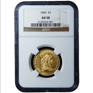1800 Capped Bust $5 Gold Half Eagle AU58 NGC Cert Front