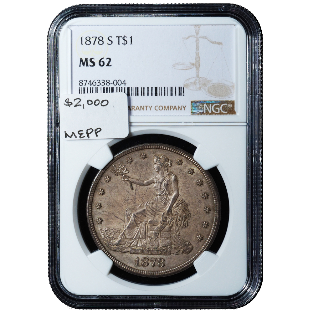 1878-S Trade Dollar MS62 NGC – All Original San Francisco Issue