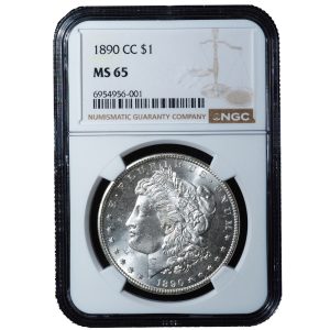 1890-CC Morgan Dollar MS65 NGC Blast White Cert Front