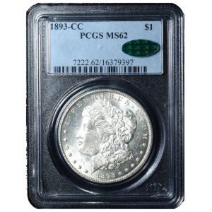 1893-CC Morgan Dollar MS62 PCGS & CAC Cert Front