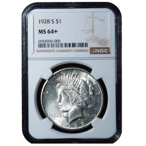 1928-S Peace Dollar MS64+ NGC Cert Front