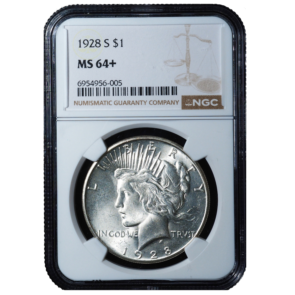 1928-S Peace Dollar MS64+ NGC – Superb Luster San Francisco Near-Gem
