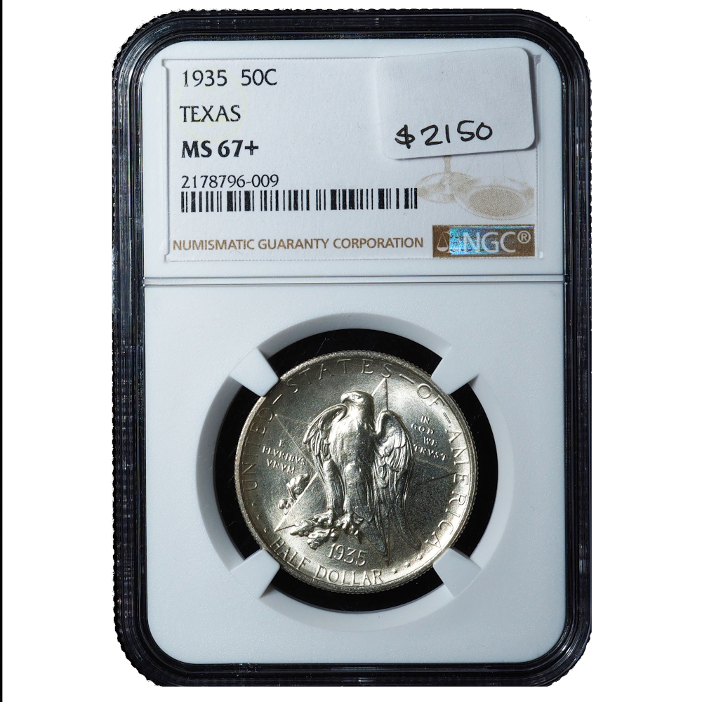1935 Texas Commemorative Half Dollar MS67+ NGC – Bright White Superb Gem