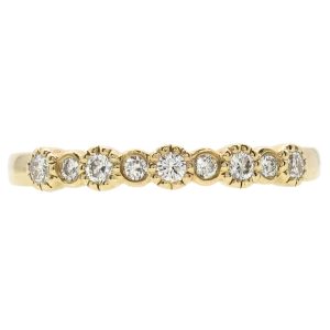 .19ctw Alternating Diamond Milgrain Bezel Band Ring 14K Yellow Gold