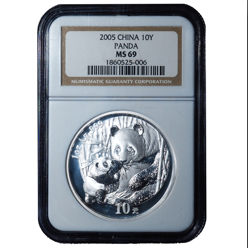 2005 China 10 Yuan Silver Panda 1 oz MS69 NGC – Near-Perfect Panda Bullion