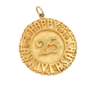 25 Anniversary Vintage Charm 14K Gold