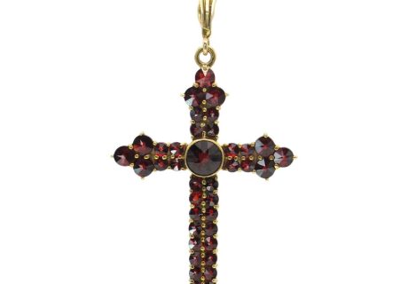 2ctw Bohemian Garnet Cross Pendant 14K Yellow Gold