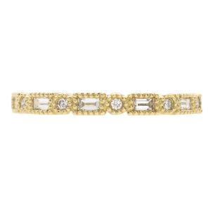 .32ctw Round & Baguette Diamond Milgrain Band Ring14K Yellow