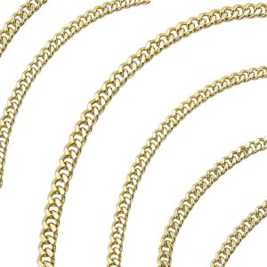 3mm Curb Gold Link Chain Close Up View