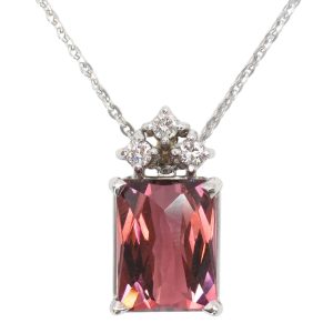 4.5ct Pink Tourmaline Necklace 14K White Gold