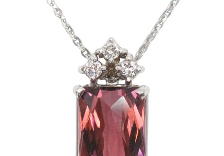 4.5ct Pink Tourmaline Necklace 14K White Gold