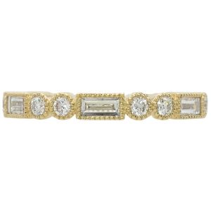 .47ctw Round & Baguette Diamond Milgrain Band Ring14K Yellow