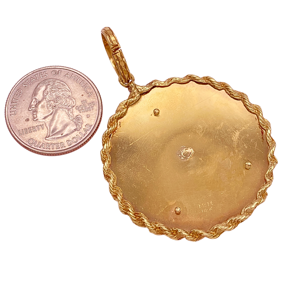 6.Big Vintage Charm Pendant Equestrian Horse Horseshoe 14K Gold Ruby Diamond Impressive Statemet Size Size Comp