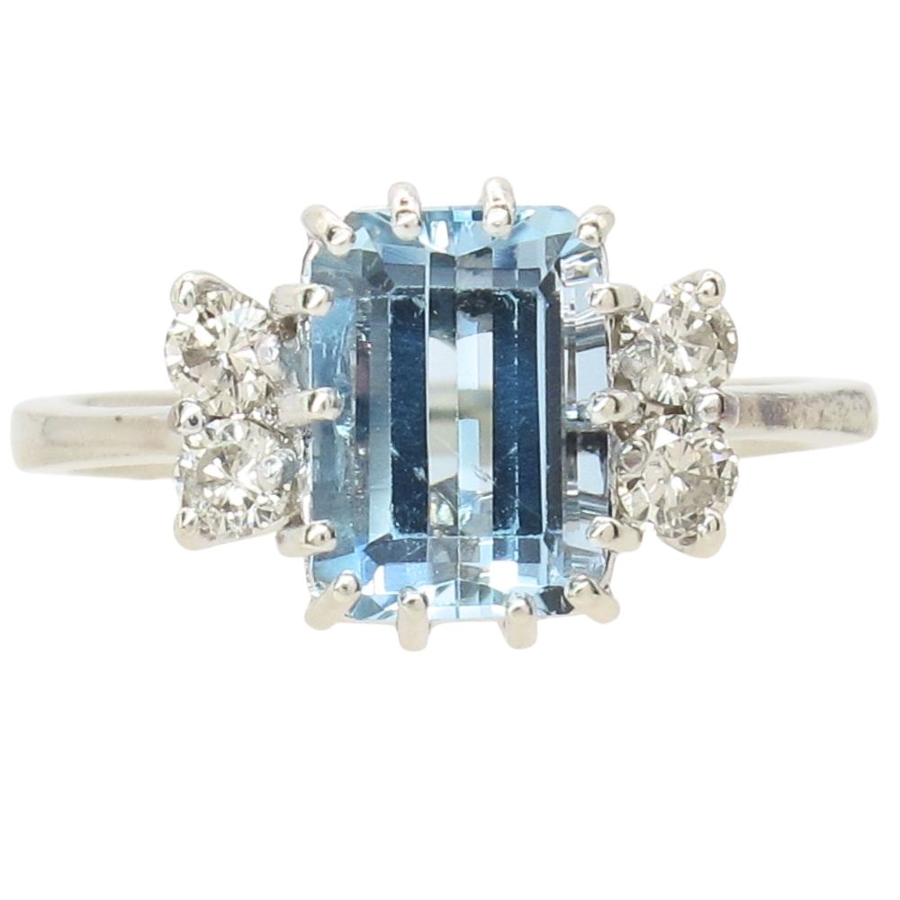 1.53ctw Aquamarine & Diamond Vintage Ring 14K