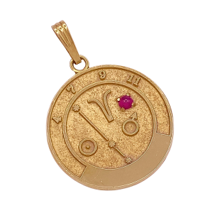 Aries Zodiac Pendant 14K Gold Ruby