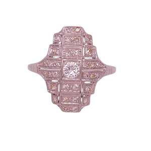 Art Deco Diamond Ring 18K White Gold .75 Carat TW
