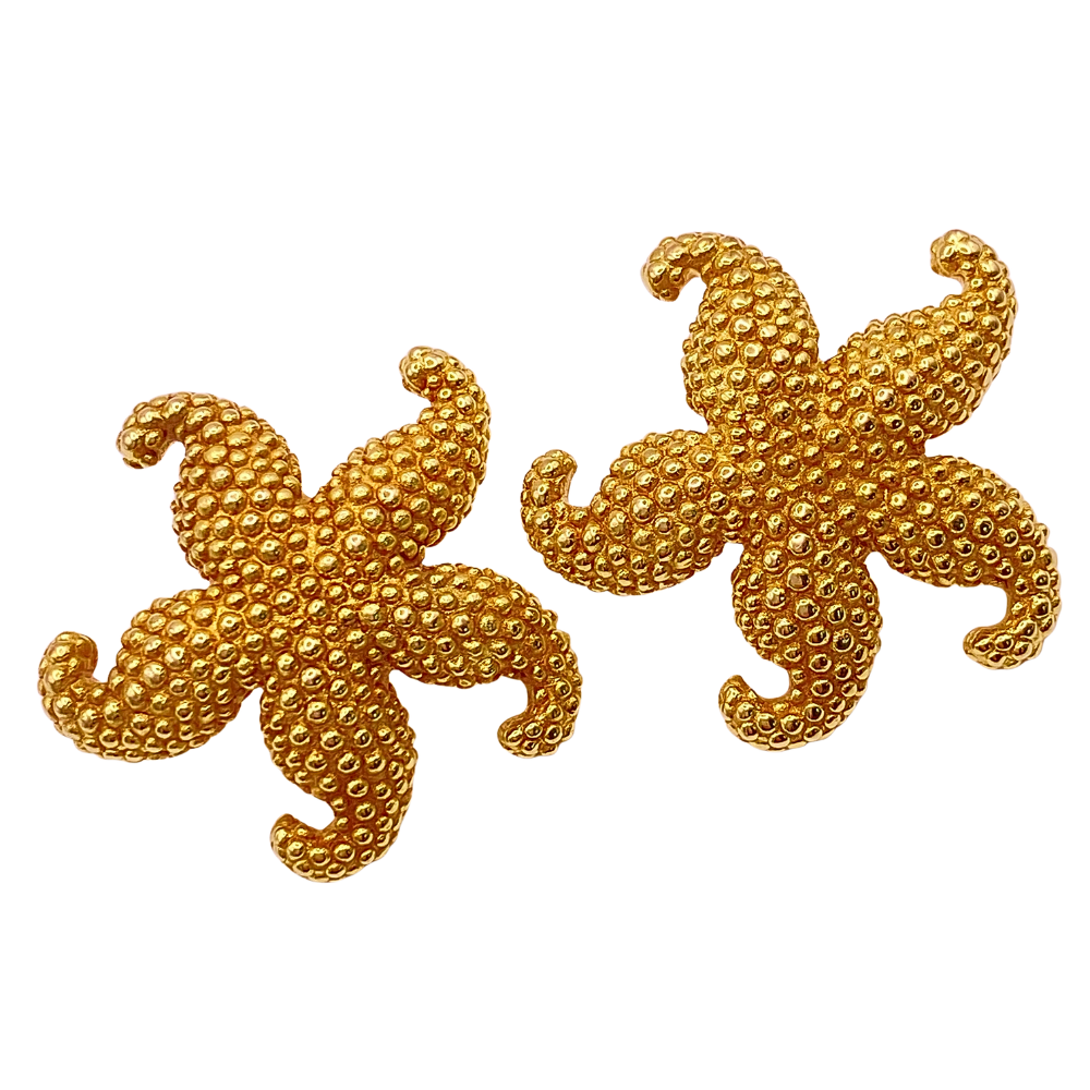 Fun STATEMENT Sea Star or Starfish Earrings 14K Gold
