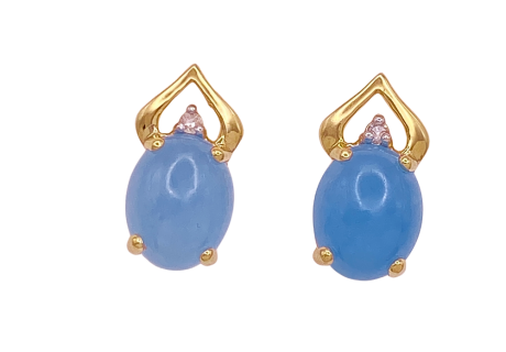Chalcedony Diamond Earrings 14K