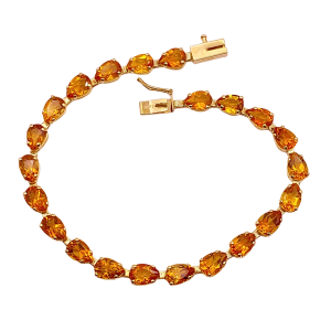 Citrine Line Bracelet 14K 8.14 Carats TW
