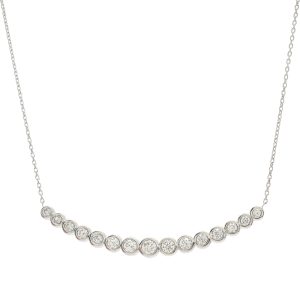 Curved 0.81ctw Diamond Bar Necklace 14K White Gold front