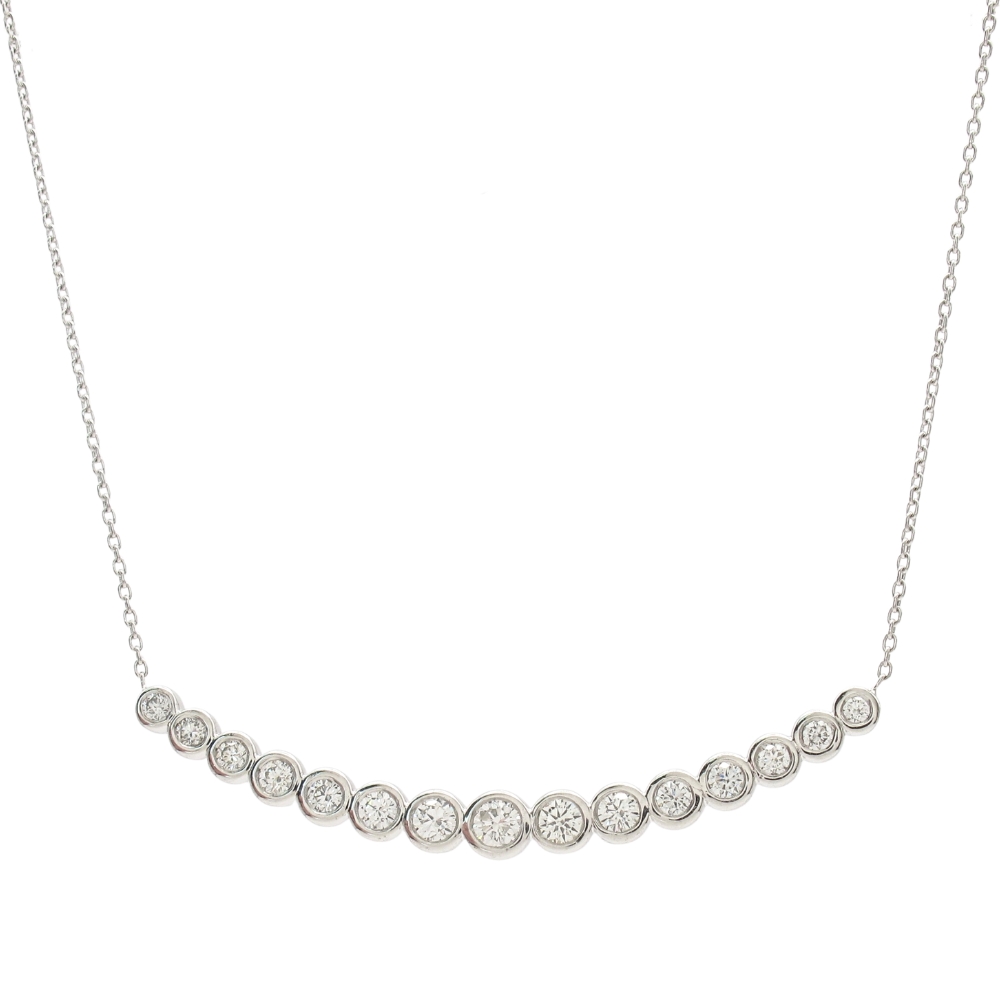 Curved 0.81ctw Diamond Bar Necklace 14K White Gold