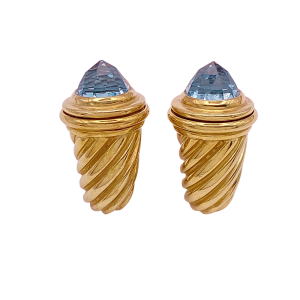 David Yurman 14K Blue Topaz Earrings