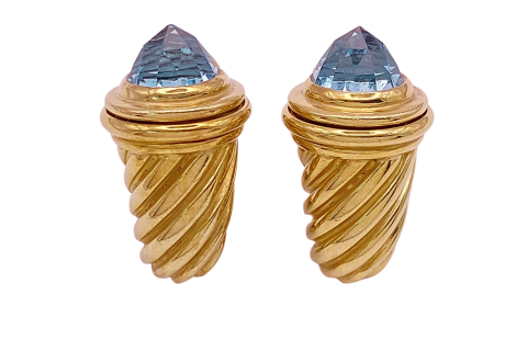 David Yurman 14K Blue Topaz Earrings