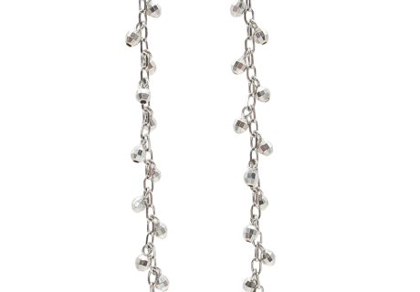 Diamond Cut Beads Dangle Earrings 18K White Gold