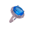 Diamond Halo Blue Topaz Ring 14KWG Alt View