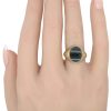 Edwardian Bloodstone Signet Ring 15K Yellow Gold worn