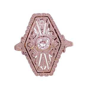Edwardian Diamond Ring Platinum Top 14K
