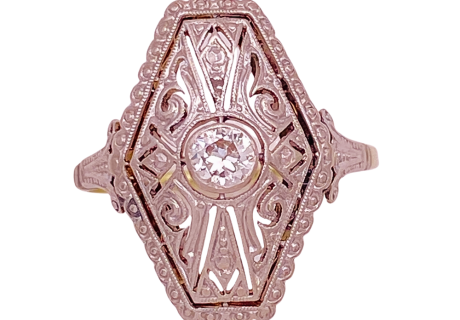 Edwardian Diamond Ring Platinum Top 14K