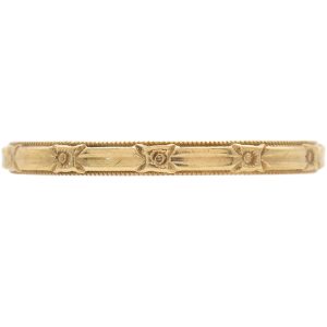 Edwardian Era Floral Milgrain Band Ring 14K Gold front