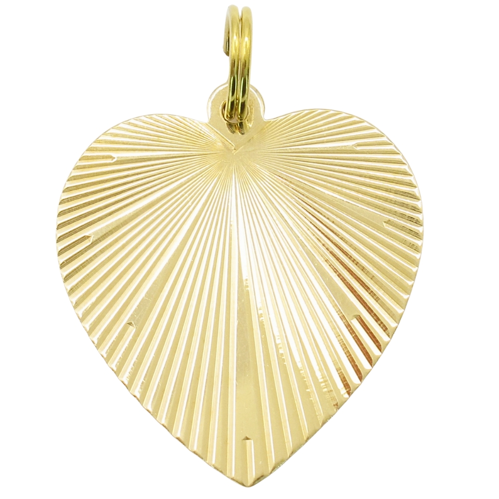14K Gold Fluted Heart Pendant Or Charm