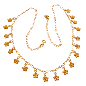 Adorable Flower Charm Necklace 14K Gold Adjustable Length