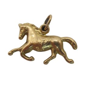 Galloping Horse Charm 14K Yellow Gold