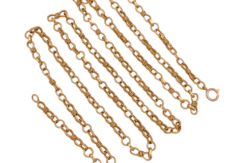 Hand Crafted Custom Link Vintage Necklace 14K Gold