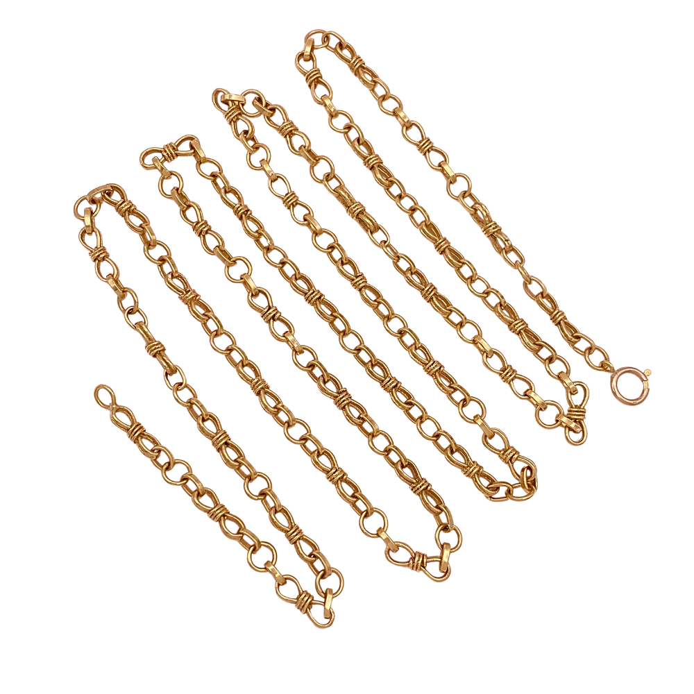 Vintage Handcrafted Chain Link Necklace 14K Gold 28.5 Inch Length 20 Grams