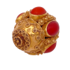 Huge 18K Gold Bauble Charm Coral Cannetile Filigree Bottom View