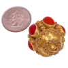 Huge 18K Gold Bauble Charm Coral Cannetile Filigree Size Comp