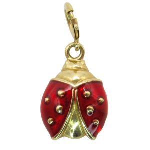 Lady Bug Enamel Charm 14K Yellow Gold