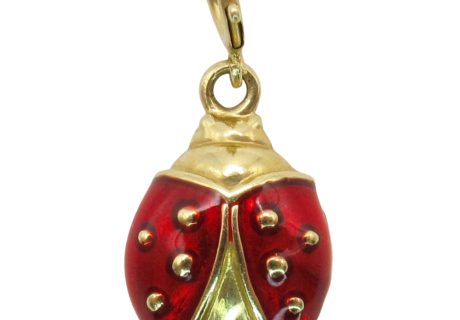 Lady Bug Enamel Charm 14K Yellow Gold