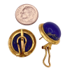 Lapis Lazuli Button Stud Earrings 14K Omega Back Size Comp