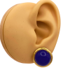 Lapis Lazuli Button Stud Earrings 14K Omega Back on Ear