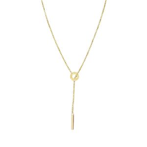 Lariat Box Link Chain 14K Yellow Gold