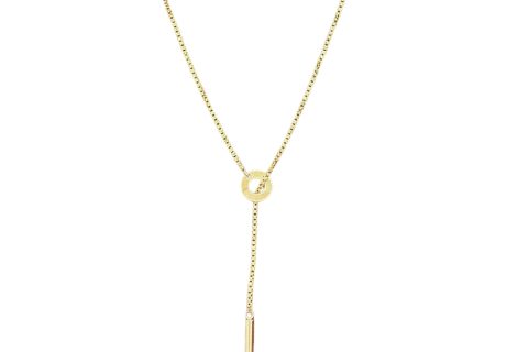 Lariat Box Link Chain 14K Yellow Gold